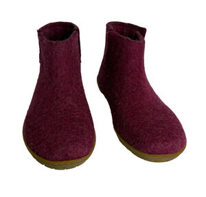 Women's 9 Glerups Boiled Wool Purple Slip On Booties